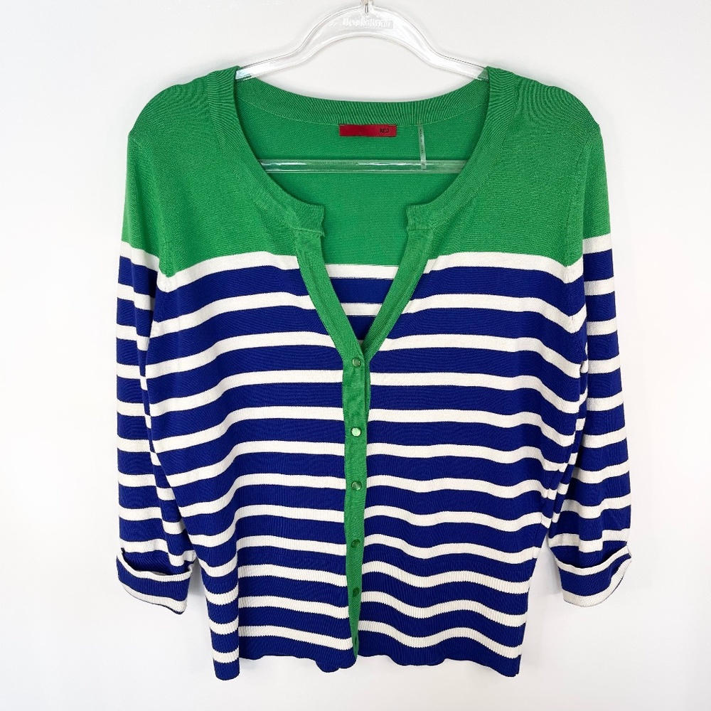 RED by Saks Fifth Avenue Women’s Cardigan Size XL Blue Green Colorblock XL